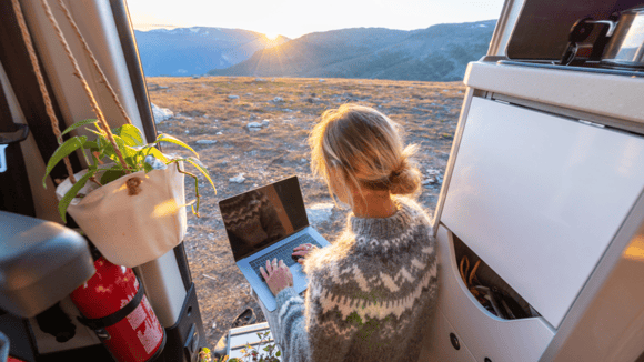 Remote worker at laptop