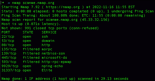 Nmap scan 7.92