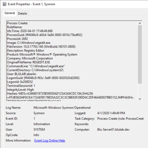 Sysmon screenshot