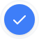 Circular blue check mark with a white outline.
