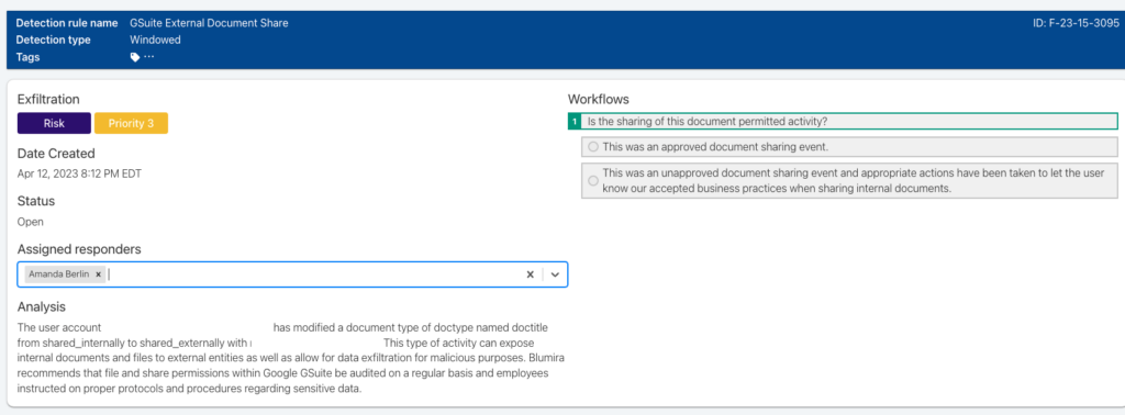 Workflow steps for Google Workspace detection