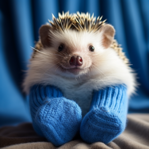 Mira, the Blumira hedgehog, in blue socks