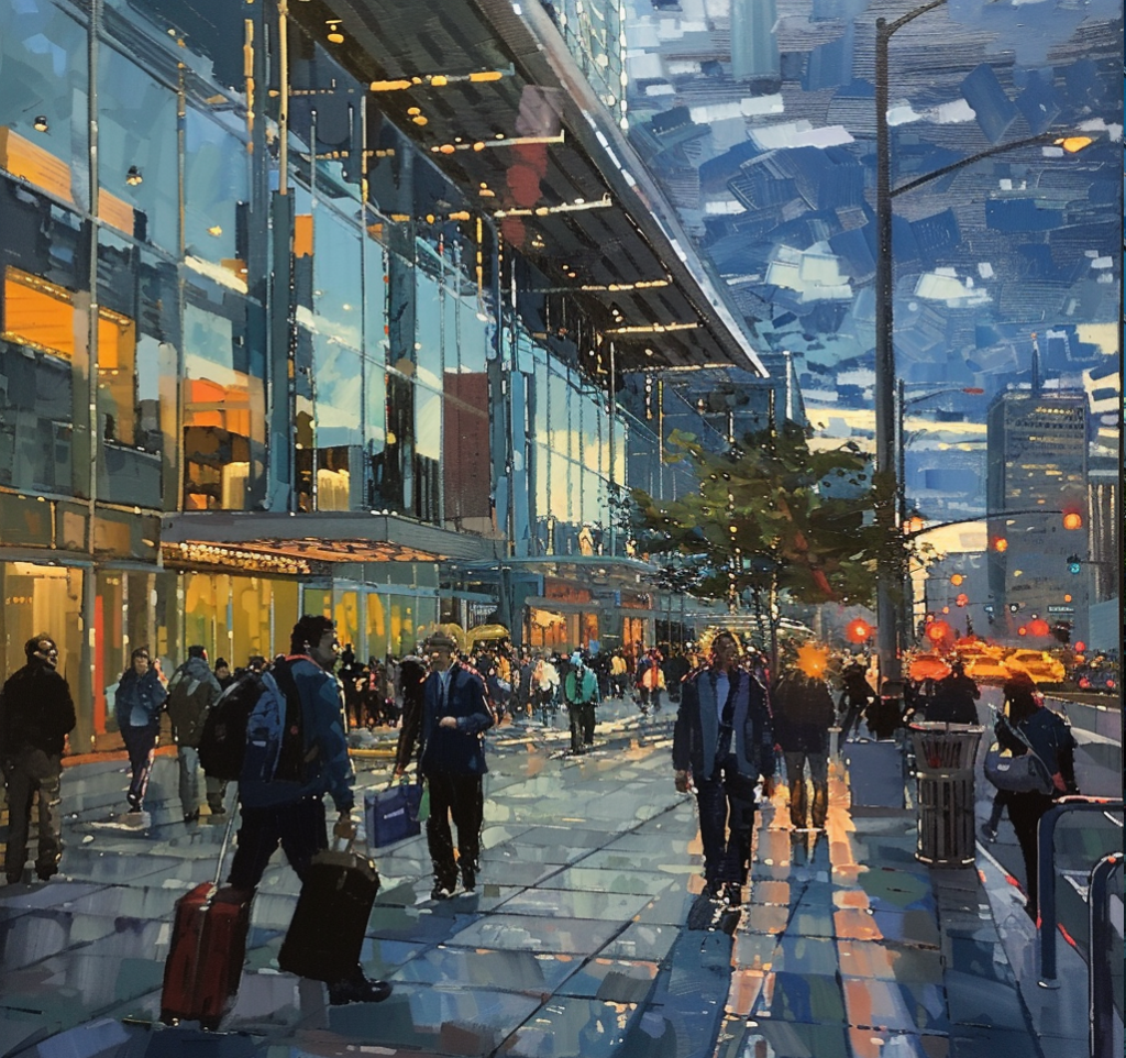 painterly image of the street near Moscone Center, San Francisco